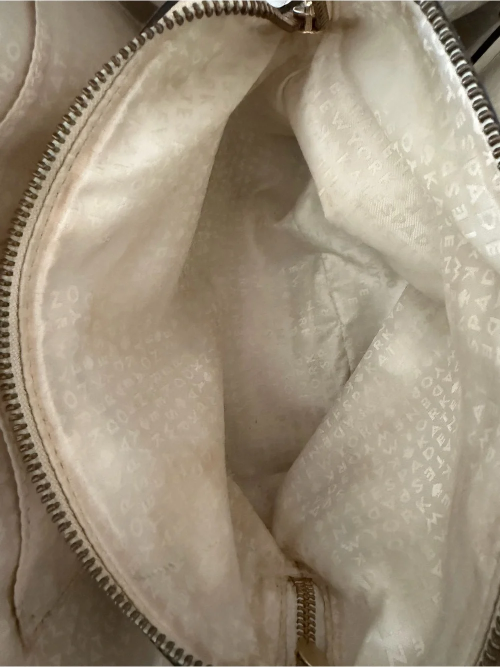 kate spade Two-Tone White and Beige Satchel with Black Handles